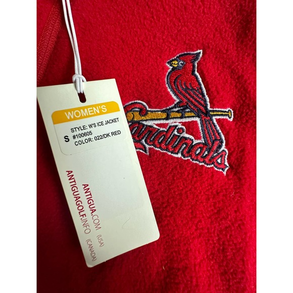Antigua Ice Red fleece Jacket front zipper Cardinals MLB women size S - Picture 3 of 7